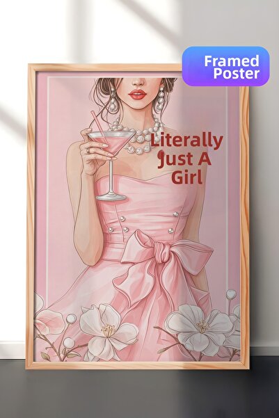 Zestia Tablou de perete cu ramă din lemn, literalmente, doar o fată în rochie...