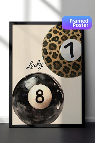 Zestia Черна рамка за стена с картина „Късметлийски леопард“ – билярдна топка...