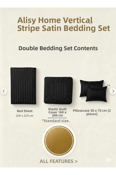 Alisy Home Premium Vertical Striped Satin Duvet Cover Set