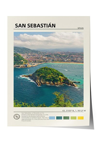Zestia Poster San Sebastian Peisaj cu golful și insula Spania Decor pentru hol