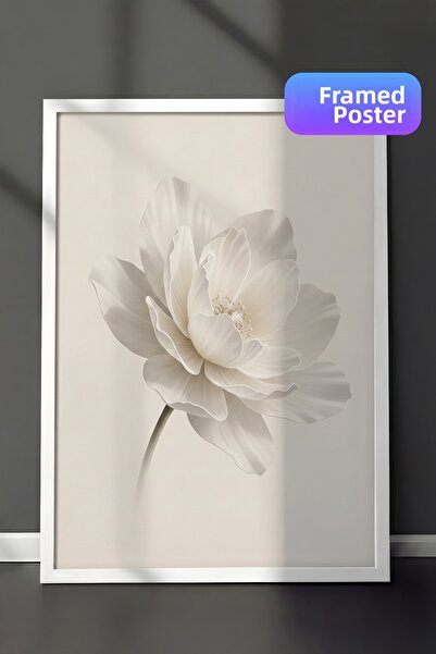 Zestia Pictură de perete înrămată albă Lotus alb Tăcere Neutru Minimal Floral...