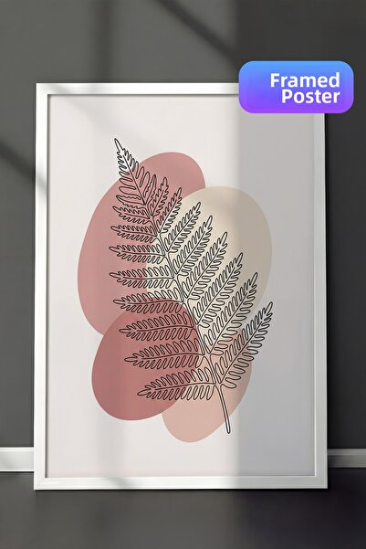 Zestia Стена с бяла рамка и минималистичен дизайн с пастелни нюанси на папрат...