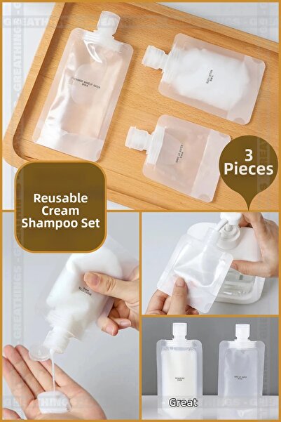 Plodna House Set reutilizabil de 3 recipiente pentru șampon cremă de 100 ml