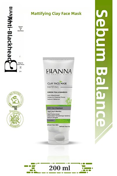 Bianna قناع الطين بالشاي الأخضر وخلاصة الخيزران مع فيتامين سي 200 مل