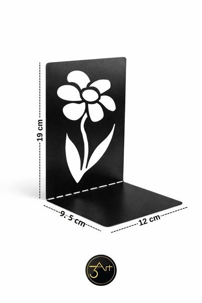 3art Metal Book Holder – Decorative Book Support with Floral Pattern - Table & Shelf Bookshelf Accessory
