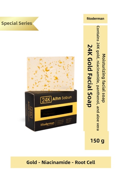 Fitoderman صابون الوجه الطبيعي بفيتامين E والذهب عيار 24 قيراط - 150 جرام