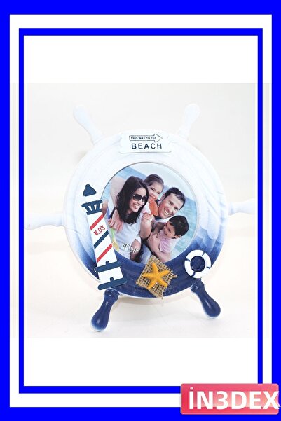 İN3DEX Sea-Themed Wooden Photo Frame with Rudder Design