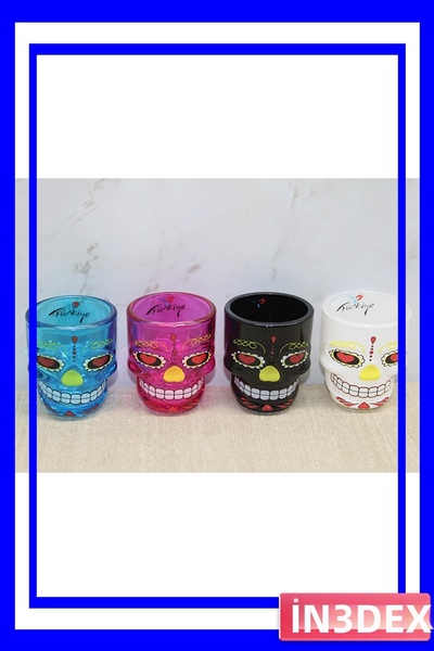 İN3DEX Istanbul Themed Colorful Skull Shot Glass Collectible Model