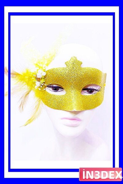 İN3DEX قناع ذهبي لامع للحفلات والمناسبات مقاس 13x18 سم