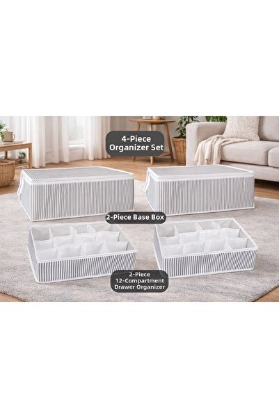 PONÇİK BEBEK 4-Piece Base Drawer Suitcase Organizer Set - Storage Drawer Suit...