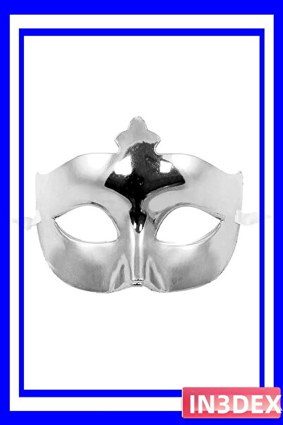 İN3DEX قناع حفلات فضي اللون مقاس 15×10 سم مصنوع من مادة بلاستيكية