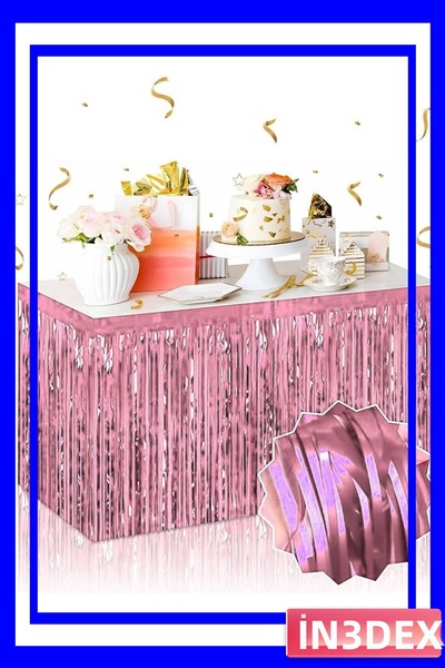 İN3DEX زينة طاولة ذاتية اللصق معدنية مزينة بالشراشيب مقاس 75x275 سم