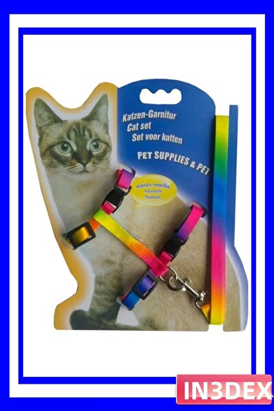 İN3DEX طوق قطط ملون قابل للتعديل بطول 120 سم