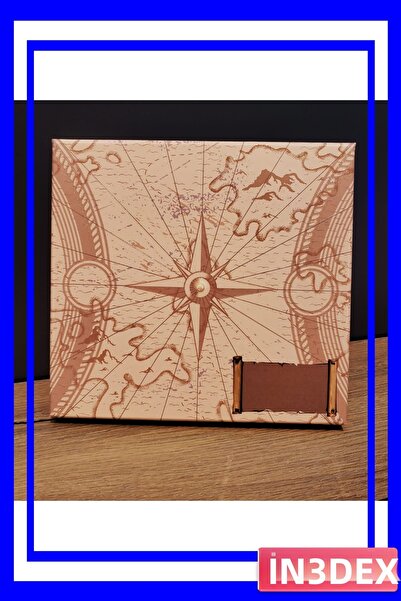 İN3DEX دفتر ملاحظات بغلاف جلدي مع تصميم بوصلة ومجموعة أقلام تعمل باللمس