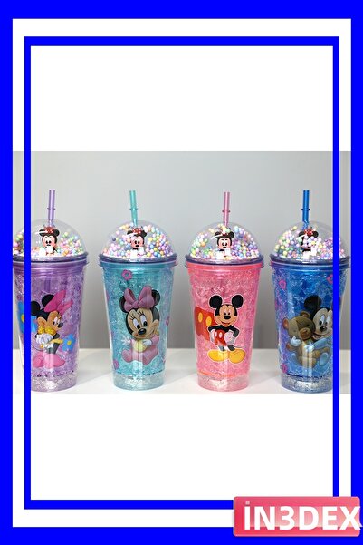 İN3DEX زجاجة مياه للأطفال مزينة بالخرز اللامع مع شفاطة، سعة 400 مل