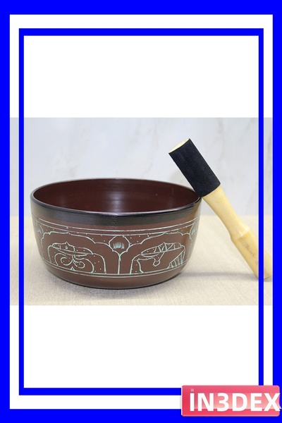 İN3DEX جرس تأمل نحاسي مصنوع يدويًا مع رنين طويل