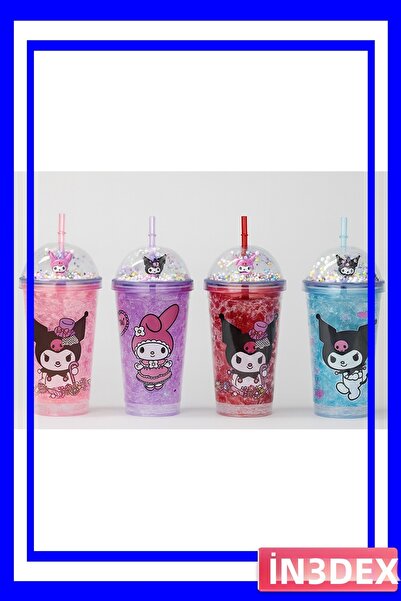 İN3DEX كوب ماء للأطفال مع شفاطة مضيئة سعة 400 مل مع خرز متحرك