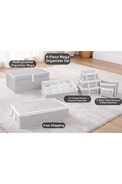 PONÇİK BEBEK 9-Piece Base Drawer Suitcase Organizer Set - Storage Box Drawer ...