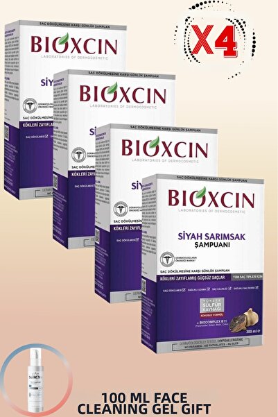 Bioxcin Black Garlic Shampoo 300 ml 4 Pcs + 100ml Facial Cleansing Gel Gift