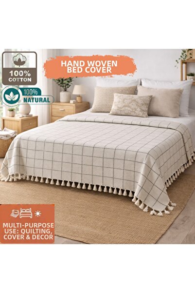 CESSTORE Ces Store Double Size 100% Cotton Handwoven Pique, Natural Texture, ...