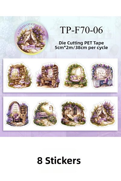 Kolbi Craft 8 Pcs Transparent Purple Themed Sticker Bullet Journal Scrapbook ...