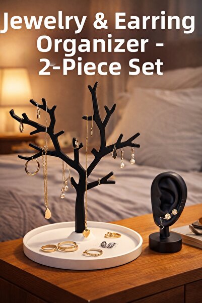 buybox Jewelry & Necklace Organizer Set of 2 – Tree Design Necklace Stand and...