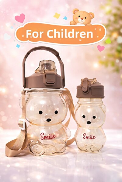 Berdina Home 2-Piece Transparent Teddy Bear Water Bottle 1000+400ml Children'...