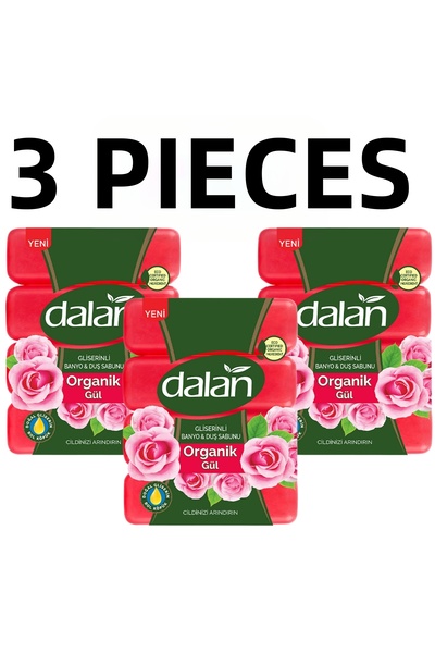 Dalan Organic Rose Glycerin Bath & Shower Soap 4X150 Gr * 3 Pieces