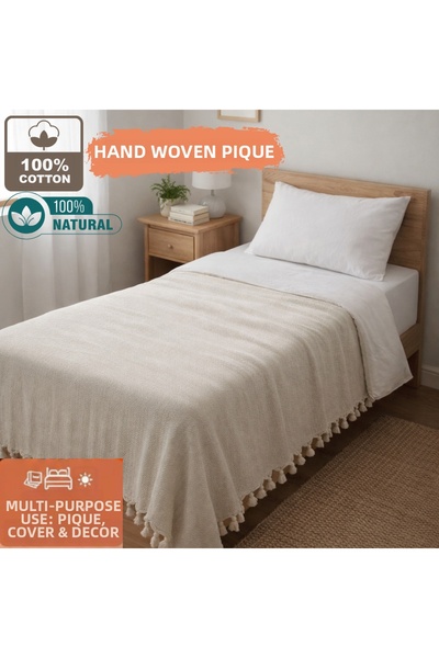 CESSTORE Ces Store Single Person 100% Cotton Handwoven Pique, Natural Texture...