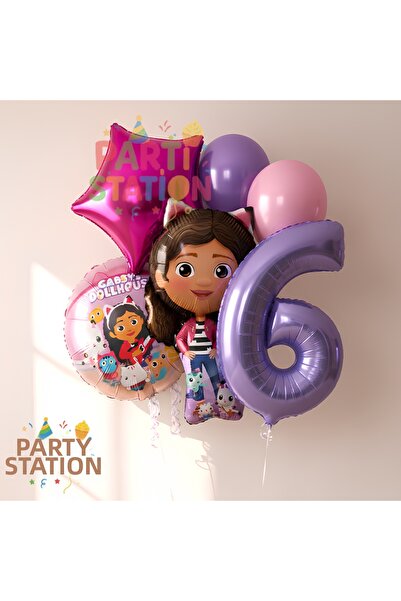 Parti Station مجموعة زينة بالونات عيد الميلاد لعمر 6 سنوات بتصميم غابي دولهاوس