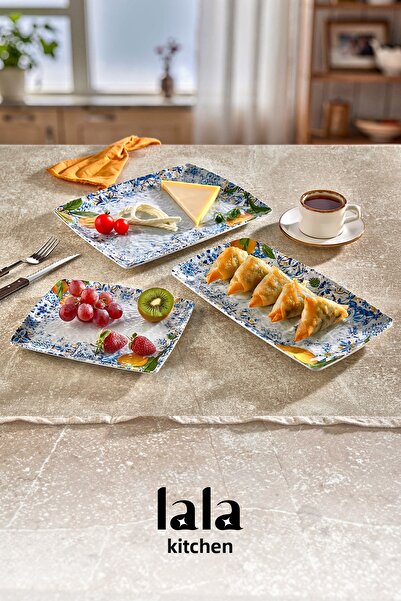 Lala Mutfak طقم أطباق تقديم منقوشة من 3 قطع (32x26 / 32x17 / 23x18 سم) - أطبا...
