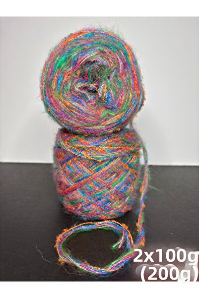Ana&Kuzusu İplik Фуксия, зелено, небесно синьо фино мохер, оранжево букле (4-...