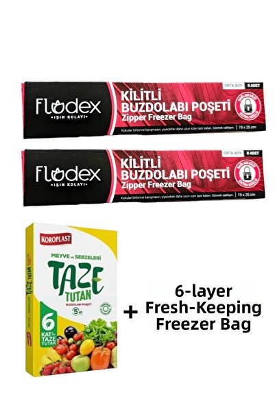KMS HOME Flodex Lockable Refrigerator Bags Medium Size (19*25 cm) 8 Pieces X ...