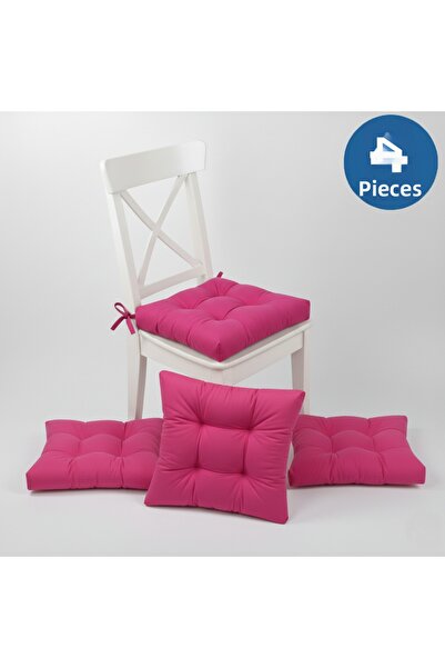 ALTINPAMUK Pachet de 4 perne pentru scaun pufoase, aurii, fucsia, cu șireturi...