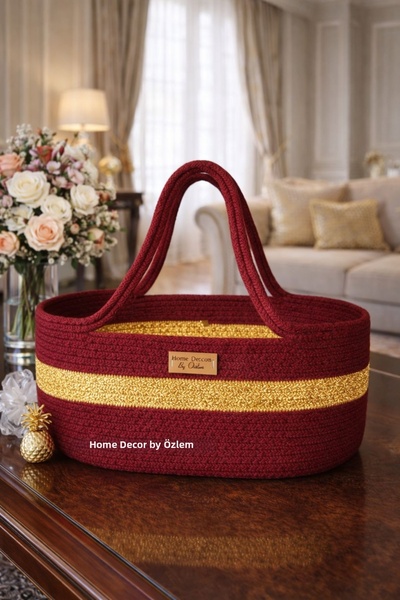 home decors by özlem Wicker Basket Organizer with Handle, Storage Box, Handma...