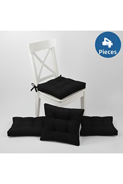 ALTINPAMUK وسادة كرسي بوفيديك باللون الذهبي والأسود مكونة من 4 قطع مع أربطة م...