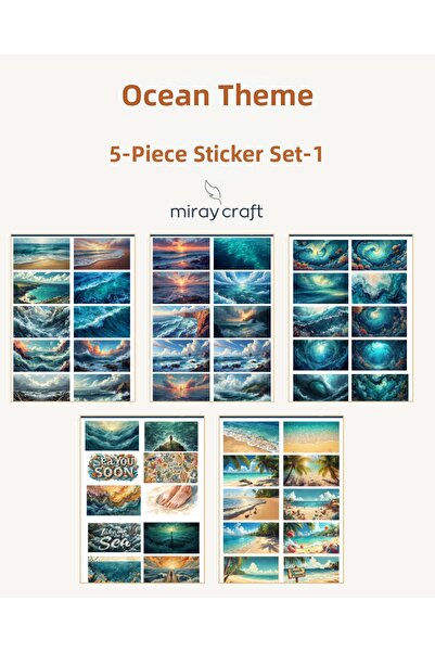 MirayDesign Σετ αυτοκόλλητων με θέμα τη θάλασσα 5 φύλλων (12*17 εκ.)/Για άλμπ...
