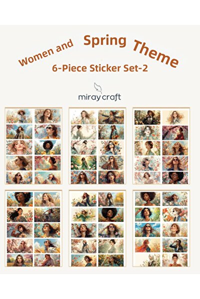 MirayDesign Set de 6 coli cu autocolante tematice pentru femei și primăvară (...