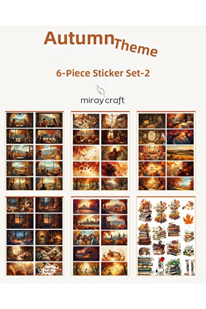 MirayDesign 6 Sheets Autumn Themed Sticker Set (12*17 cm)/For Scrapbook, Bull...