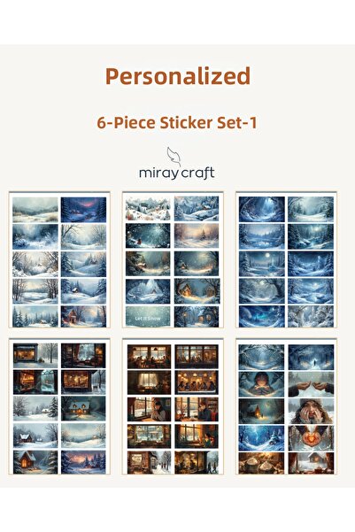 MirayDesign 6 Sheets Winter Themed Sticker Set (12*17 cm)