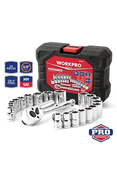 Workpro Wp202541 3/8'' Cr-V 24 Piece Metric/Inch Heavy Duty Socket Set