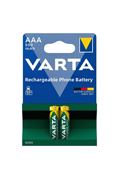 Varta Ni-Mh 1.2 Volt 550 mA HR03 AAA Şarjlı 2'li İnce Kalem Pil 56663