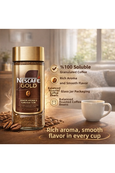 Nescafe Gold 100 g Instant Coffee – Rich Aroma, Smooth Taste, Glass Jar