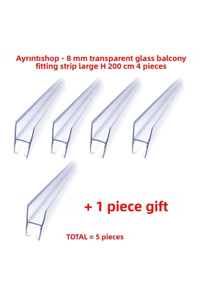 AYRINTISHOP Glass Balcony Fitting 8mm Large H Gasket 200cm 4 Pieces + 1 Piece...
