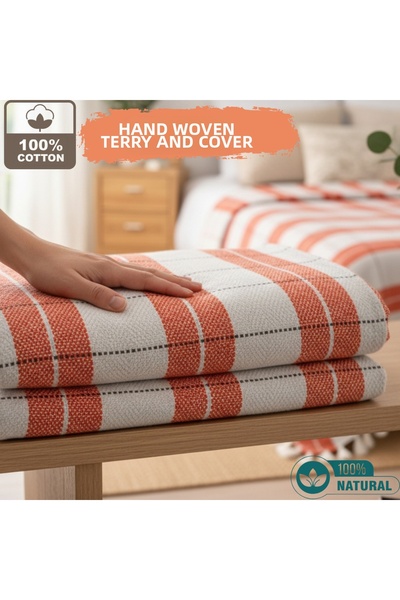 CESSTORE Ces Store Double 100% Cotton Handwoven Pique, Natural Texture, Multi...