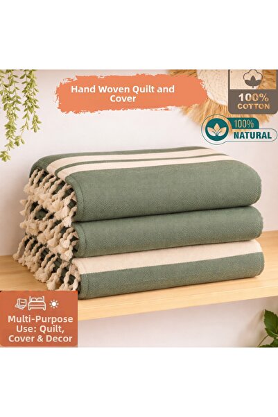 CESSTORE Ces Store Double 100% Cotton Handwoven Pique, Natural Texture, Multi...