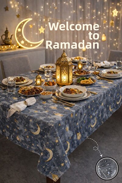 Soft Kare Liquid-Proof Ramadan Tablecloth – Stain-Resistant, Wipeable and Was...