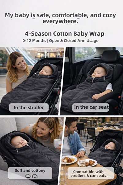 ubeybi غطاء قطني للأطفال من 4 مواسم، مناسب لعربة الأطفال (0-12 شهرًا)