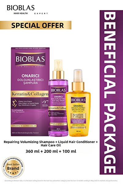 Bioblas Ulei de păr cu keratină și colagen 100 ml + șampon pentru îngrijirea ...