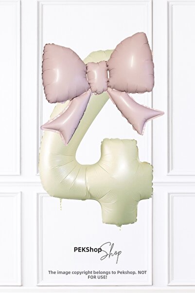 PEKSHOP بالونات على شكل فيونكة وردية، بالونات من الفويل على شكل رقم 4، مجموعة...